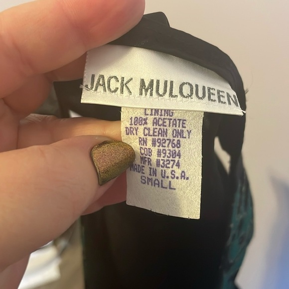 Jack Mulqueen Tapestry Jacquard Green Black Gold Button Vest size S Vintage - Picture 5 of 13